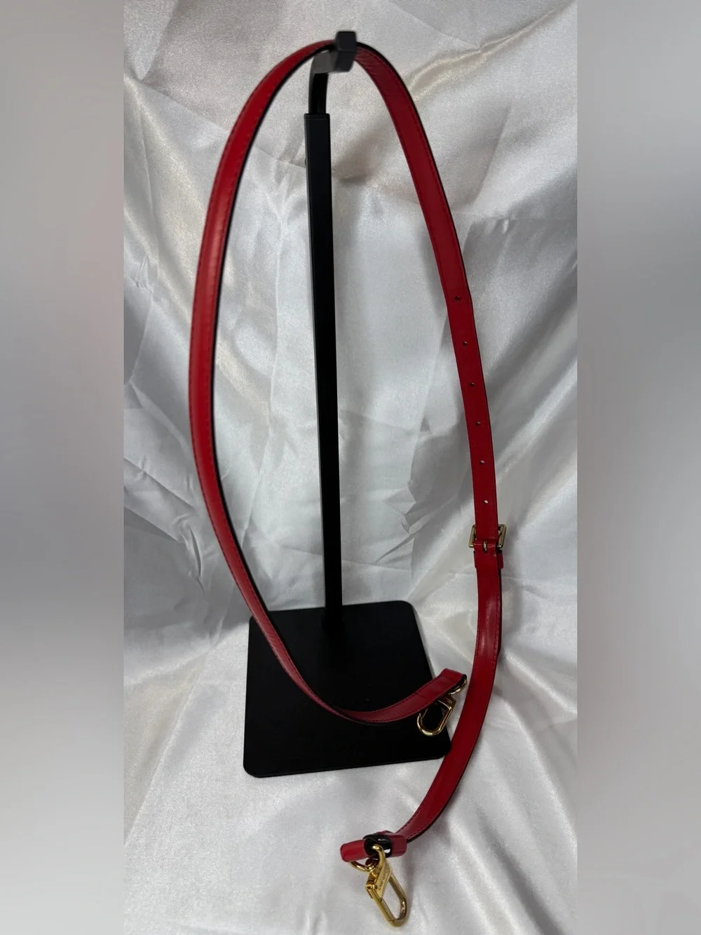 Louis Vuitton Red Leather Adjustable Strap with Gold Hardware